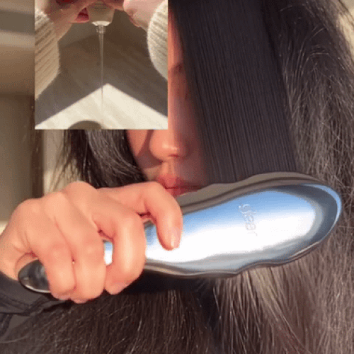 Glossy hair moving after styling